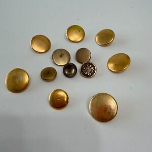 Vintage Gold Metal Buttons Set Large Dome Shank Mix Sewing Craft Lot Collectors